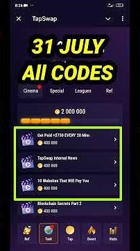 TapSwap 31 July All Mission Code | TapSwap Code Today | Today TapSwap Video Code 31 July