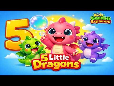 Five Little Dragons Counting Rhyme 🐉 | Toddler Song 🎵