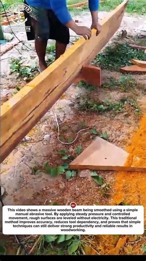 Old-School Wood Smoothing on a Massive Timber Beam | Simple Tool, Powerful Result