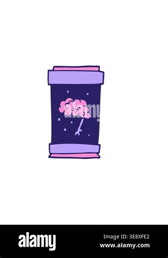 horizontally vibrating animation of cartoon doodle brain in jar Stock Video Footage - Alamy