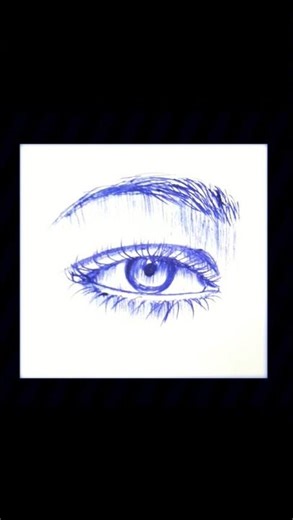 🔵 Realistic Eye Drawing with Blue Ball Pen 😱 #Shorts