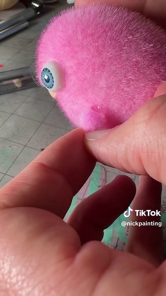 Making weird blobs out of a flocked egg and braces and out of polymer clay #nickpainting #blob #braces #clay