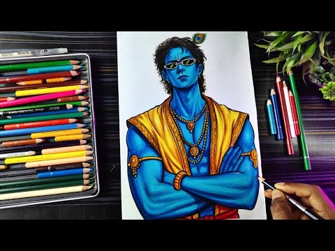Lord Krishna Cool Pose Drawing Colour😎🔥, How To Draw Lord Krishna In Anime Style, Step By Step