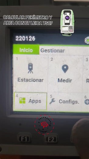 TOPOGRAFÍA Calculo de área y perímetro con estación Total Leica TS07