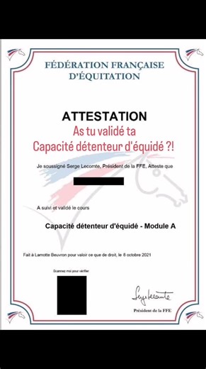 Le certificat de connaissances est obligatoire pour détenir un cheval en France depuis le 1er janvier 2023 ! . On peut passer la théorie gratuitement sur ffe campus. La partie pratique se valide par équivalence au galop 4, ou dans un centre equestre agréé. #capacitedetenteurdequide #reglementationequestre #reglementationcheval #obligationsdudetenteur | Cheval Herbage - Mon cheval au pré