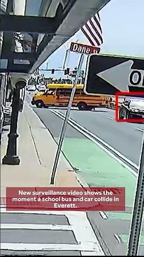 Surveillance video shows Everett school bus crash
