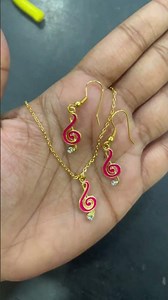 WHATSAPP +919820540700 TO ORDER- Blue / Pink Musical Note Charm Necklace Set