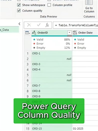สอนวิธีเปิดตัวเช็คคุณภาพของคอลัม Column Qualityใน Power Query Microsoft Excel #iwasjame #คลิบนี้ต้องฟีด #office365 #exceltips #exceltricks #exceltutorial #powerquery