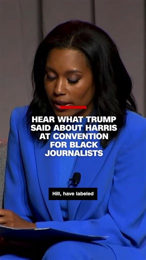 Donald Trump responds to questions during a panel at the National Association of Black Journalists convention about Vice President Kamala Harris and whether he believes she is a “DEI hire,” as some Republicans have claimed. Read more: https://cnn.it/3St1xQc | CNN