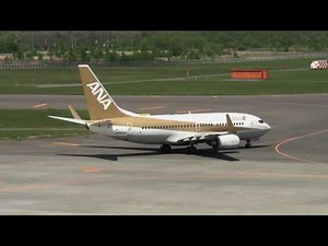 ANA ボーイング737-700（ゴールドジェット） 新千歳空港離陸