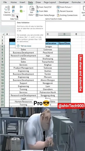 Data validation in Excel #excel #edexcel #excelshortcuts #exceltips #exceltricks #viral #trending