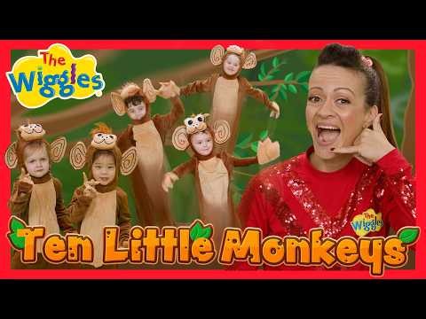Ten Little Monkeys Jumping on the Bed 🐒 Toddler Nursery Rhyme 🐒 Learn to Count with The Wiggles