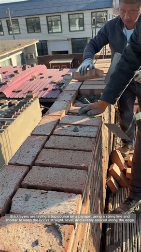 String-Line Bricklaying on a Parapet Top Course