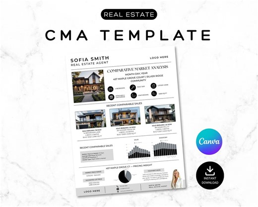Real Estate CMA Canva Template: Home Valuation, Digital Download, Editable, Listing, Comparable Market Analysis - Etsy