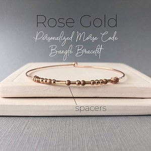 Bracelet Morse Code Personalized, Morse Code Bracelet Rose Gold, Rose Gold Bangle Bracelet, Morse Code Jewelry Handmade, Custom Code Bangle - Etsy