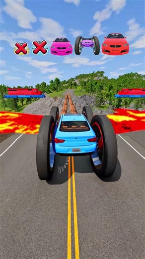 Big and Small Cars vs Log Bridge - BeamNG.drive #beamng #shorts
