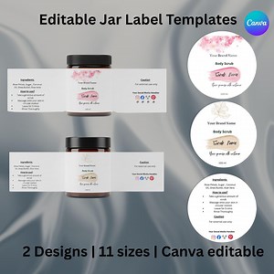 Editable Label Templates Bundle for Jars. Custom DIY Beauty & Skincare Label Designs. Perfect for Handmade Cosmetics, Packaging and Salon. - Etsy Canada