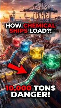 How Giant Ships Load Dangerous Chemicals?! 😱 #shorts #ocean