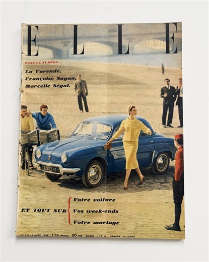 Vintage French Magazine ELLE, April 1956, Fashion Illustration, PAGES DETACHED - Etsy