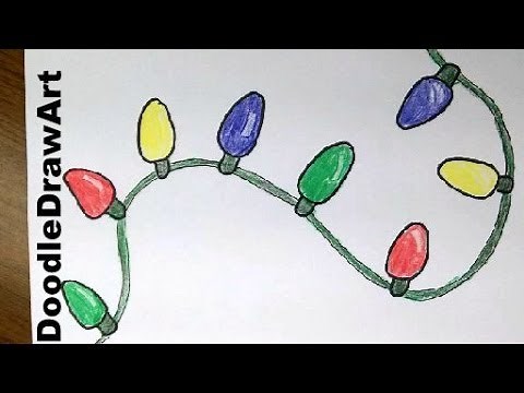 Drawing: How To Draw Cartoon Christmas Lights - Easy lesson for beginners.