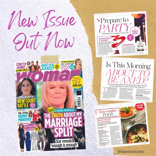 NEW ISSUE OF #womanmagazine OUT NOW! **We talk to Birds of a feather star and loose women panelist Linda Robson about the breakdown of her marriage. Grab 25% off beautiful jewellery to treat yourself or a loved one and make sure to read Lesley Bank’s story...Would you join only fans knowing you could make thousands? As Strictly heats up, the hunks of the show strip off (you're welcome!) and want to dress like a celeb without the price tag? Our style team brings you amazing fashion at purse-frien