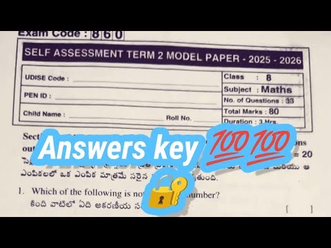 8th class 💯 mathematics self assessment term 2 exam real question paper with full answer sheet