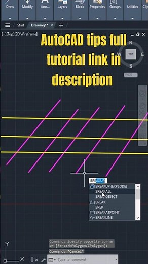 AutoCAD Shorts Tutorial: Auto Break all Intersection lines at once