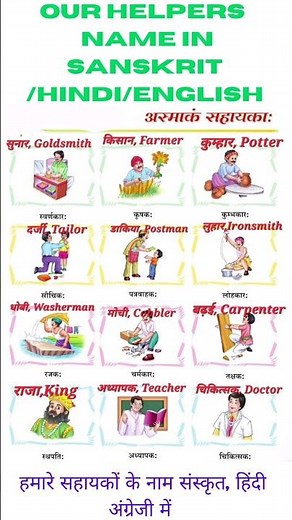 Our Helpers Name in Sanskrit Hindi & English|हमारे सहायकों के नाम संस्कृत में|#shorts #ourhelpers