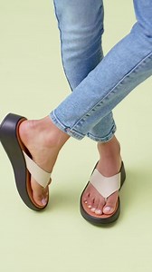 37K views · 193 reactions | There’s lots of things to love about the new F-Mode Sandals. Butter-soft leather. Chunky, super-light sole. Effortlessly sleek. All set on a flatform version of our Microwobbleboard™ technology (which means they feel as cushy as a pair of sneakers). Not enough? They are also super versatile — perfectly paired with jeans (as seen here) and also summery dresses, skirts, shorts... you name it. Go on, get yourself a pair. | FitFlop | Facebook