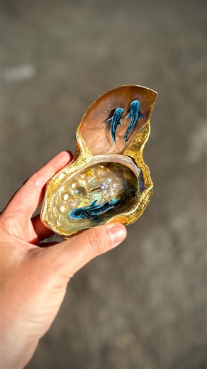 Danielle | Hawaii Artist | Another gem box on its way to a sweet momma this time. Hand painted whalesharks, abalone, blush seashell, gold, and clay. In between... | Instagram