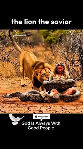 Lion vs anaconda #savana #animals #wildlife #shorts