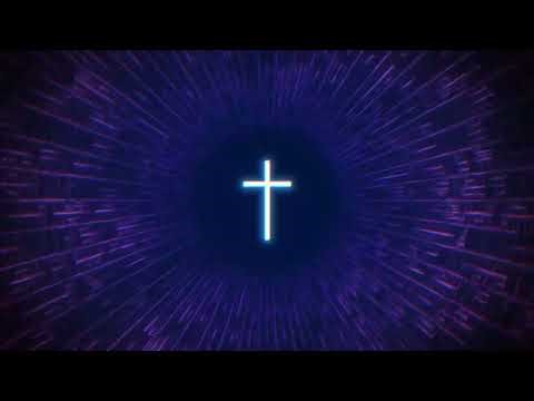 Neon Cross in Cyber Purple Tunnel || 1 Hour 4K Sunday Worship Background Loop | Space for Text