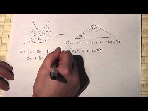 Algebra and geometry : Solving linear equations involving angles and triangles