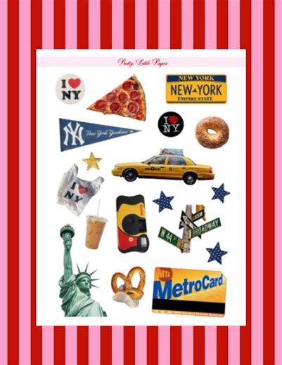 New York City Sticker Sheet: Iconic Landmarks, Pizza, Taxi, Metrocard (vinyl) - Etsy
