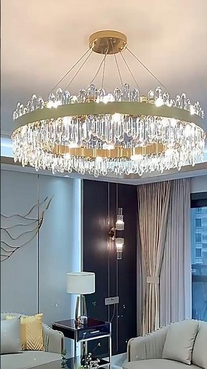 Elegant Gold and Crystal Chandelier – Modern Luxury Lighting for Dining & Living Spaces