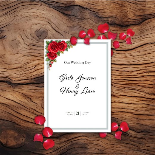 Red Rose Wedding Program 5x7 Folded– Editable & Easy to Print - Etsy