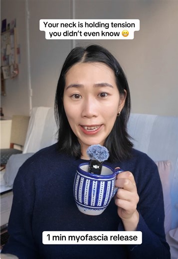 Your neck feels tight for a reason, it’s protecting you. Fascia, the connective tissue around your muscles, can get tense or “sticky” from stress, long hours at a desk, or even just holding your body in one position. This gentle release helps your fascia soften, which in turn lets your muscles relax more easily. It’s not about forcing a stretch, it’s about giving your neck space to let go. 🫶 Doing this slowly and mindfully can also calm your nervous system, helping your whole upper body feel li