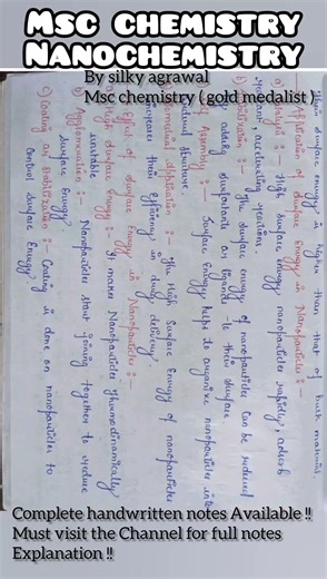 Specific Surface Energy And Surface stress nanochemistry HandwrittenNotes#msc#nanochemistry #shorts
