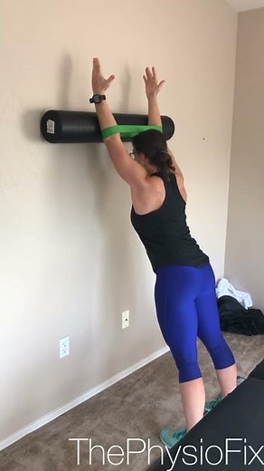 Shoulder mobility /strengthening: serratus wall slides with foam roller and miniband around elbows