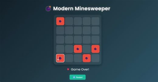 Game Development Hub, JIIT | 🎮 Modern Minesweeper The classic Minesweeper reimagined with a sleek glassmorphism UI, smooth animations, sound effects, and confetti... | Instagram