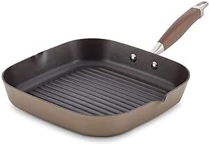 Anolon 84062 Advanced Hard Anodized Nonstick Square Griddle Pan/Grill with Pour Spout, 11 Inch, Bronze Brown