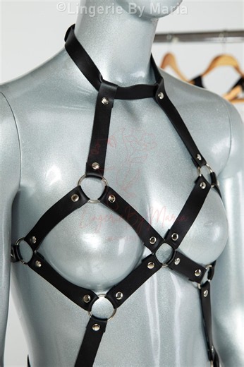Leather BDSM Harness, Women’s Harness Gear, Fetish Wear, Lesbian Chest Harness, Bondage Gear, Leather Belt, Submissive Body Harness Bodysuit - Etsy