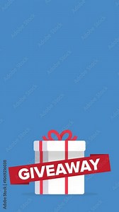 Giveaway animated video for social media post or website banner. Gift box vector animation with modern typography text style. Stock Video