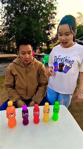Five-colored sweet drinks. Which color will Dad give me to drink...?‼️🤣🤣 #shorts #funny #cute #fu...