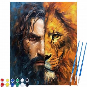 Man and Lion Paint by Numbers Kit – DIY Acrylic Painting on Canvas - Etsy UK
