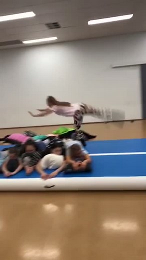 Check out how many people we dove over!! 3Am acro challenge at dance studio! Click YT symbol!