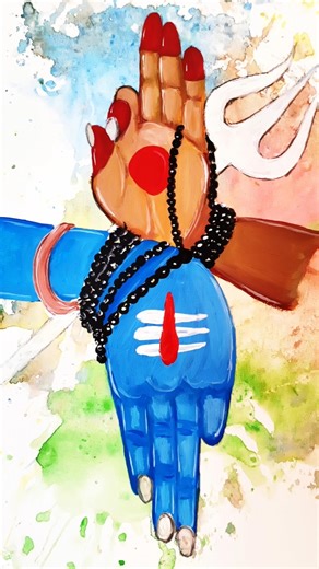 Shiv Shakti Hand Painting 🖐️ | Easy Mahadev Drawing | Creative Art #shorts