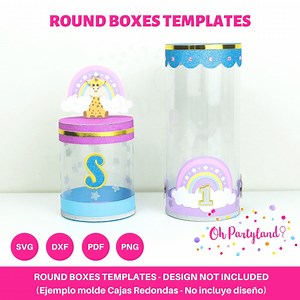 Round Boxes Templates - Favor Boxes SVG, DXF, PDF, Png, Small and Large Round Box With Lid, Circle Box Svg for Cutting Machines - Etsy