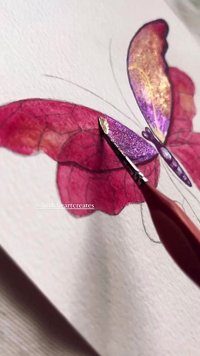 Floating on gossamer wings, gleaming with magic ✨🦋. Watch as @littleheartcreates breathes life into a luminescent butterfly using our Shimmer and Shine Box. Such ethereal beauty captured in each delicate brushstroke! For art that dances and gleams, find our Shimmer and Shine Box via the link in our bio. And remember, newsletter subscribers get a special 15% off on their first order! Visit www.skrim-watercolors.com to order #LittleHeartCreates #ShimmeringButterfly #SkrimWatercolors #ShimmerAndSh