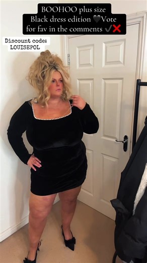 BOOHOO plus size Black dress edition 🖤Vote for fav in the comments ✔️❌ Boohoo storefront link in profile #plussizefashion #plussizeoutfits #blackdress #boohoohaul #boohoo